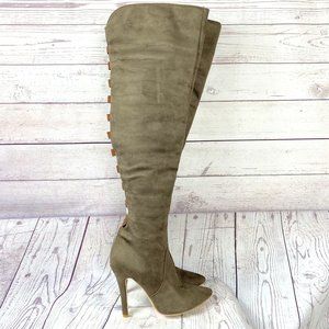 Over The Knee Boots Dark Olive Size 38